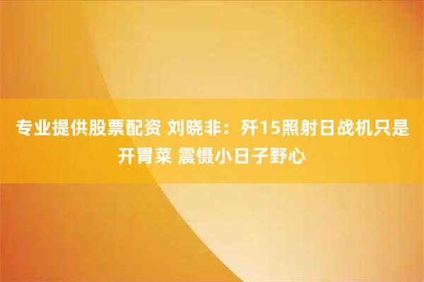 专业提供股票配资 刘晓非：歼15照射日战机只是开胃菜 震慑小日子野心
